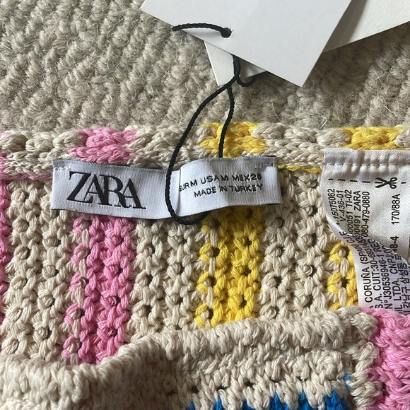 Zara Striped Crochet Crop Top Medium - Picture 3 of 3